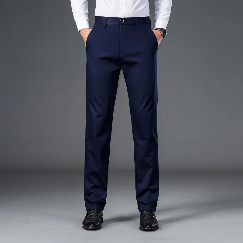 Male Smart Casual Pants Stretchy Sports Mens Fast Dry Trousers Spring Autumn Full Length Straight Office Black Navy Work 250110