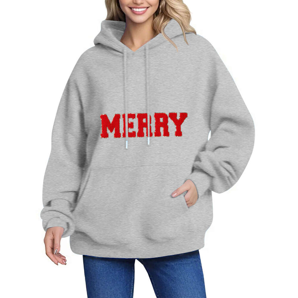 European size new XS-5XL autumn and winter loose print off shoulder sleeves threaded hooded sweatshirt jacket