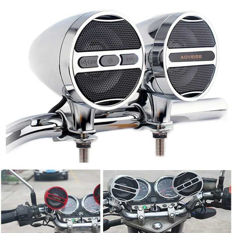Car Audio Motorcycle Bluetooth-Compatible Speaker Waterproof 12V MP3 Music Player FM Radio USB Stereo For 7/8-1.25 Handlebar MT473/MT487 H250118
