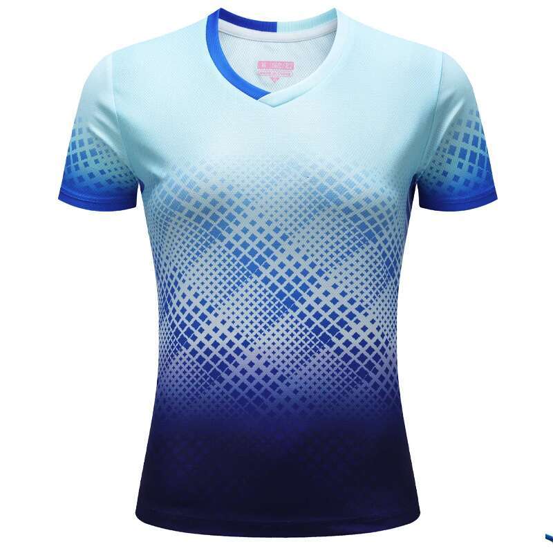 Ddmyoutdoor China Domestic Fashion Gradient Check Print T Shirt Women Badminton Table Tennis Training Summer Tops Casual V Neck Sports Short Sleeves