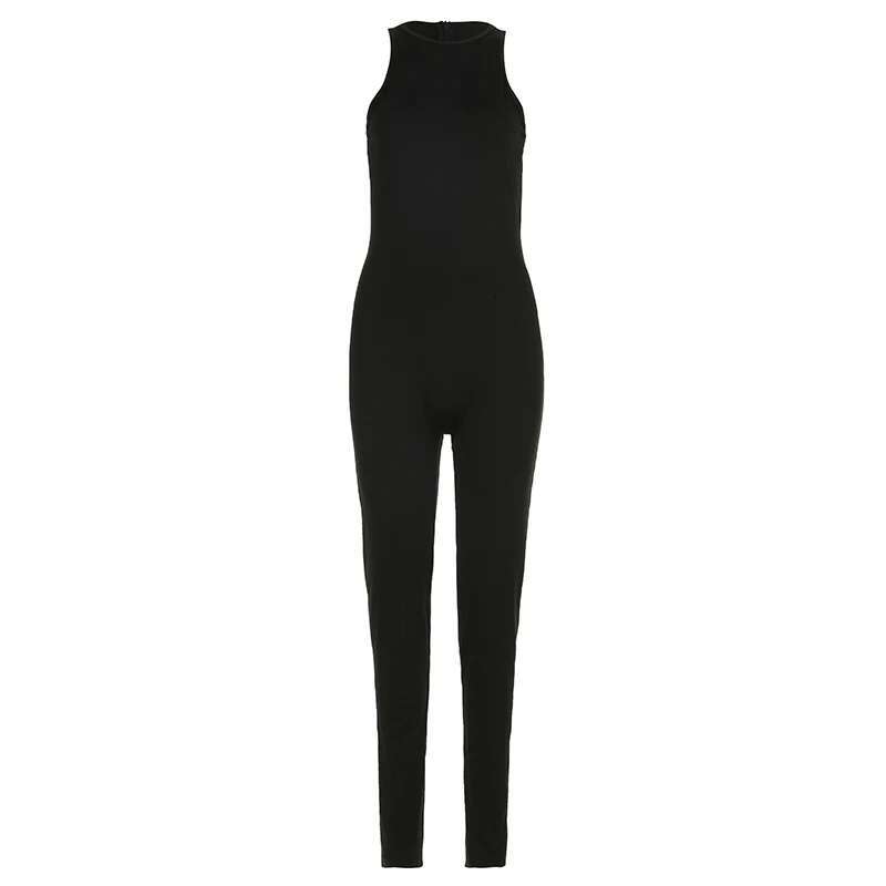 SUCHCUTE Solid Sleeveless Skinny Bodycon Yoga Casual Sports Pencil Pants Jumpsuit Sexy Vest One Piece Gym Jogging Overalls Women