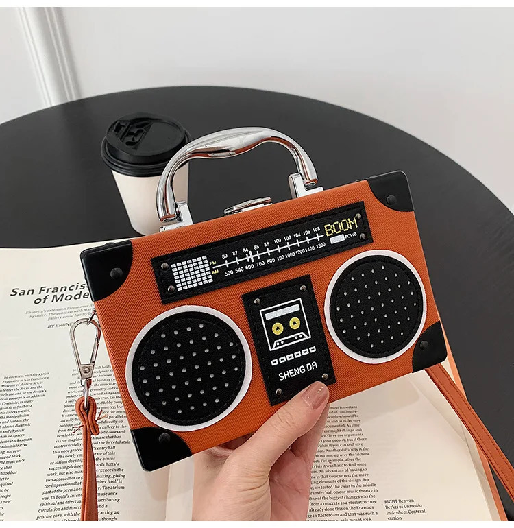 Fun Creative Radio Shape Women Handbag Fun Retro Individual Crossbody Bag Vintage Shoulder Bag Unique Small Box Messenger Bag 250113