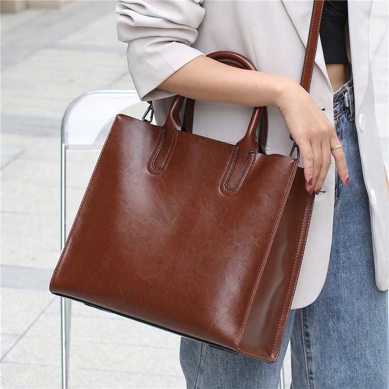 Toptrends Cowhide Genuine Leather Large Tote Bags For Women 2025 Trend Designer A4 Office Shouder Bags Shopper Ladies Handbags T250118