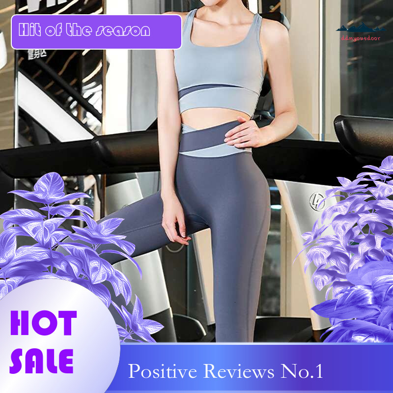 Ddmyoutdoor China Domestic High Waist Yoga Lady Gym Suit Set Shockproof Sport Bra Crop Top Patchwork Tracksuit Women Fiess Outfit Training Wear