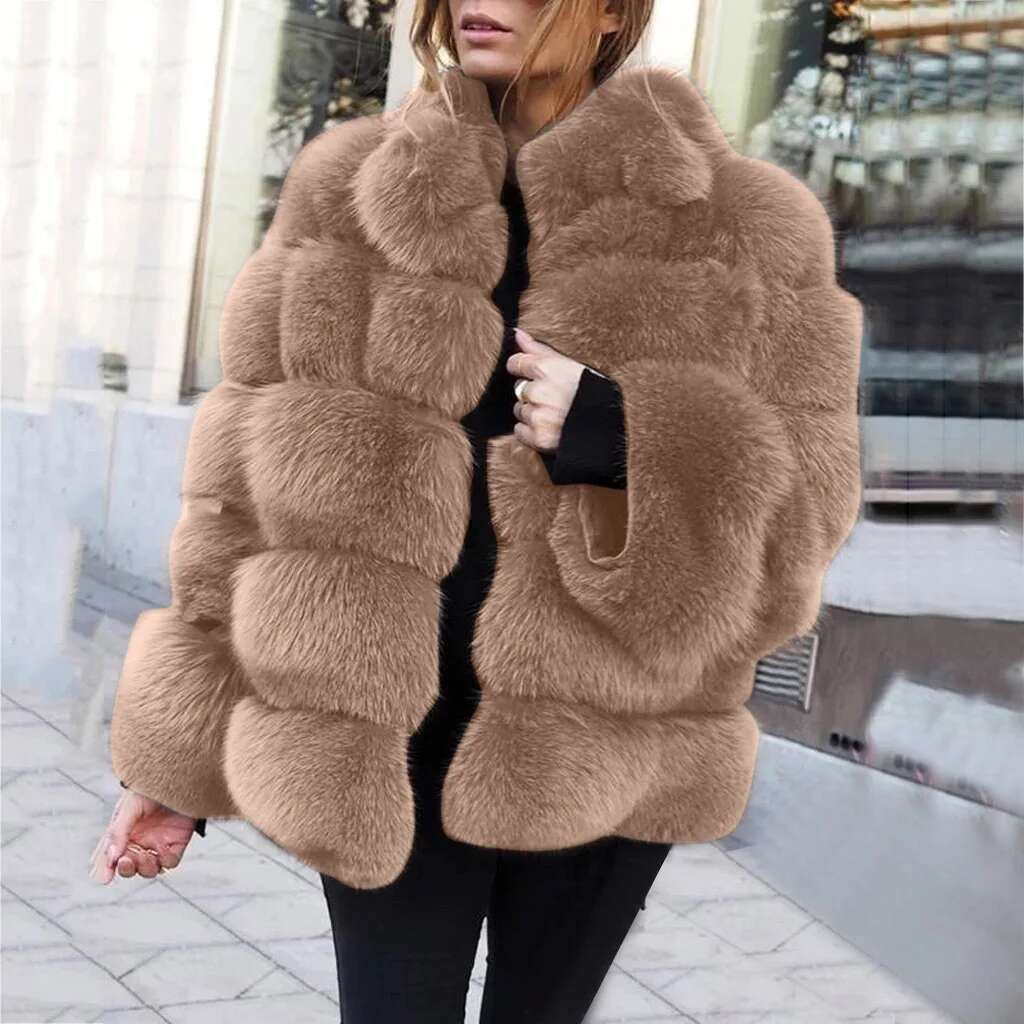 Fashion Furry High Quality Faux Fur Coat Loose Overcoat Thick Warm Solid Color Female Plush Coats For Women