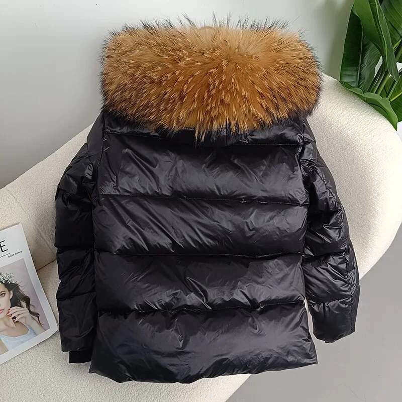 MENINA BONITA 2023 New Winter Jacket Women Real Fox Raccoon Fur Collar Hooded Thick Warm Duck Down Long Outerwear Detachable