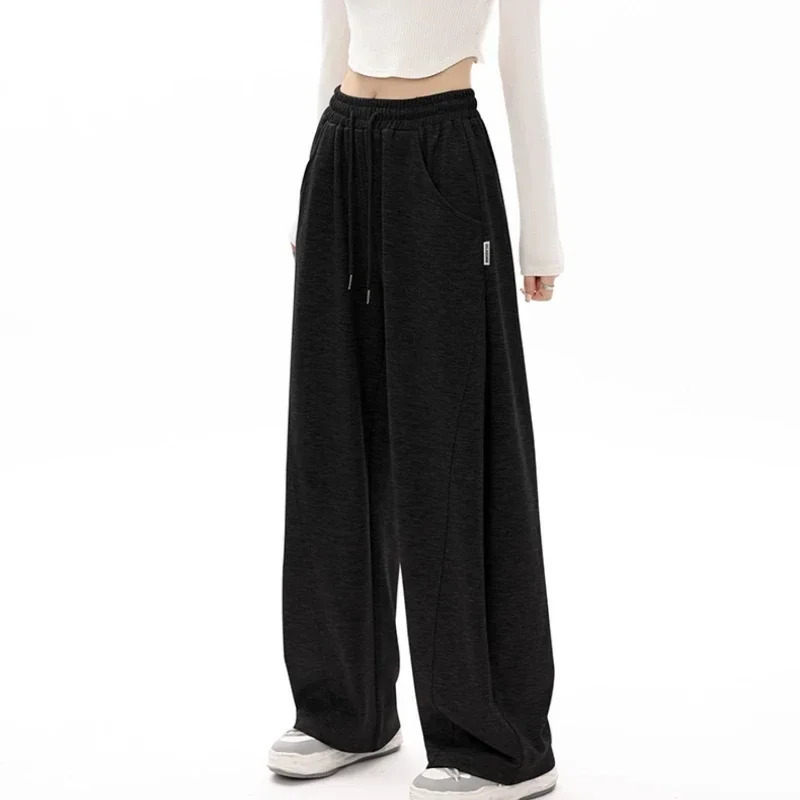 2024 Men Women Sweatpants Autumn and Winter Solid Color Casual Versatile Wide Leg Trousers Soft Sports Jogging Pants Female 250113