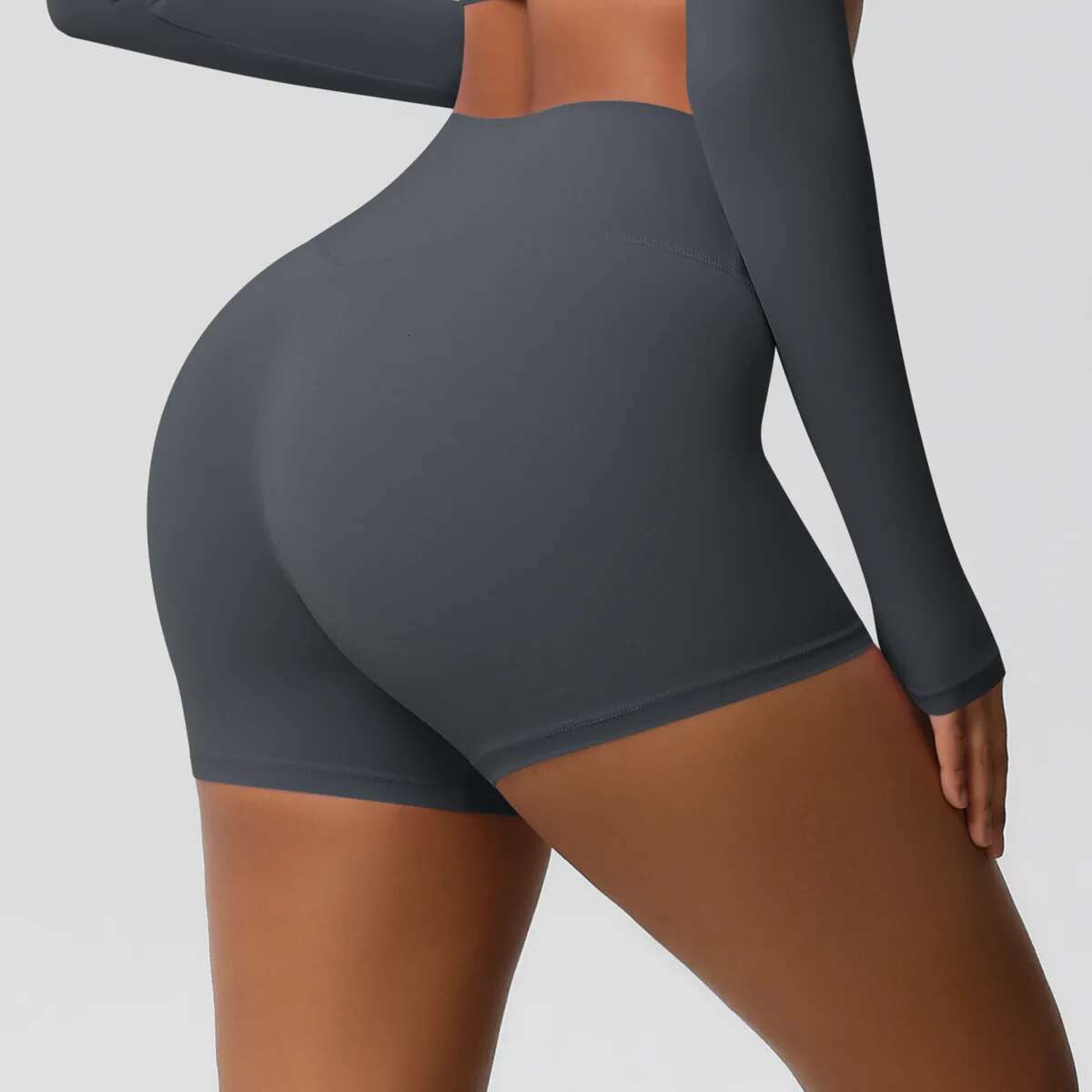 Ddmyoutdoor China Domestic Mermaid Curve New Fiess Belly Lifting Hip Solid Color Sports High Waist No Embarrassment Tight Quick Drying Yoga Shorts