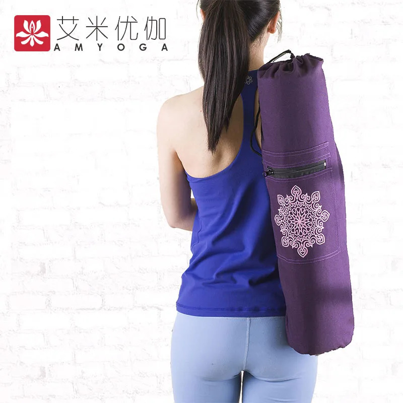 Durable canvas cotton yoga mat tote bag easy loading 250114