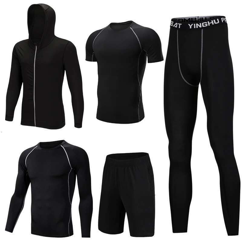 Ddmyoutdoor China Domestic Pcs Mens Compression Set Running Tights Workout Fiess Training Tracksuit Short Sleeve Shirts Sport Suit Rashgard Kit S XL