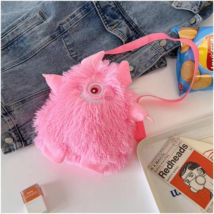 New Creative Long Hair Monster Personalized Plush Doll Girl Stylish Mobile Phone Small Shoulder Bag Gift swissmilitary