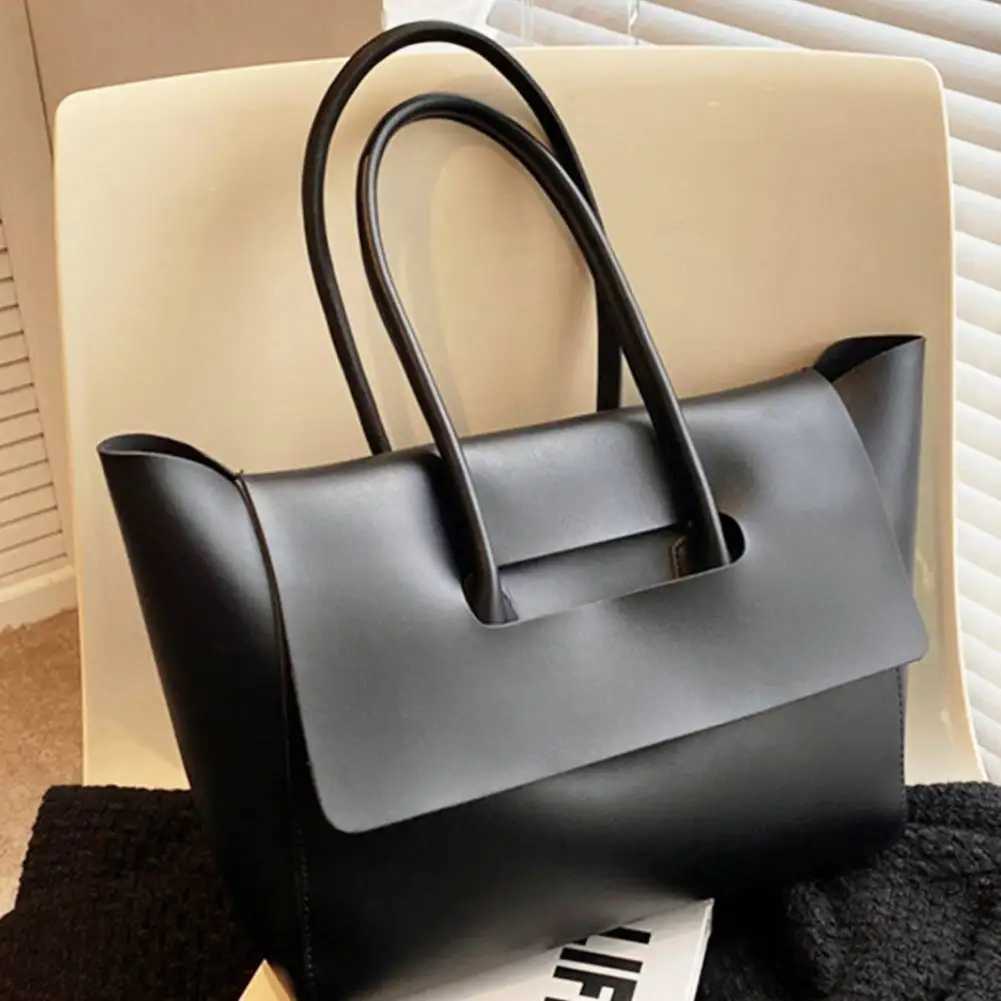 New Arrival Women Vintage Shoulder Bag Large Capacity PU Leather Minimalist Shoulder Tote Bag Solid Color Fashion Tote Handbag Chic Tote Bag Z250118