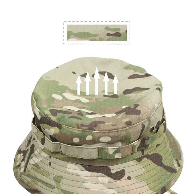 Tactical Boonie Hats Hunting Sun Fishing Hat Outdoor Camouflage Bobb Hiking Fisherman Sniper Ghillie Bucket HatsXJ250116