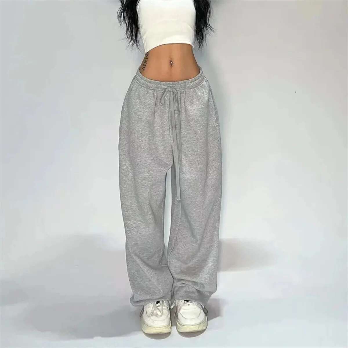 Solid Loose Sweatpants Women Wide Leg American Retro Pant Female Joggers Baggy Pants Hip Hop Oversized Trousers