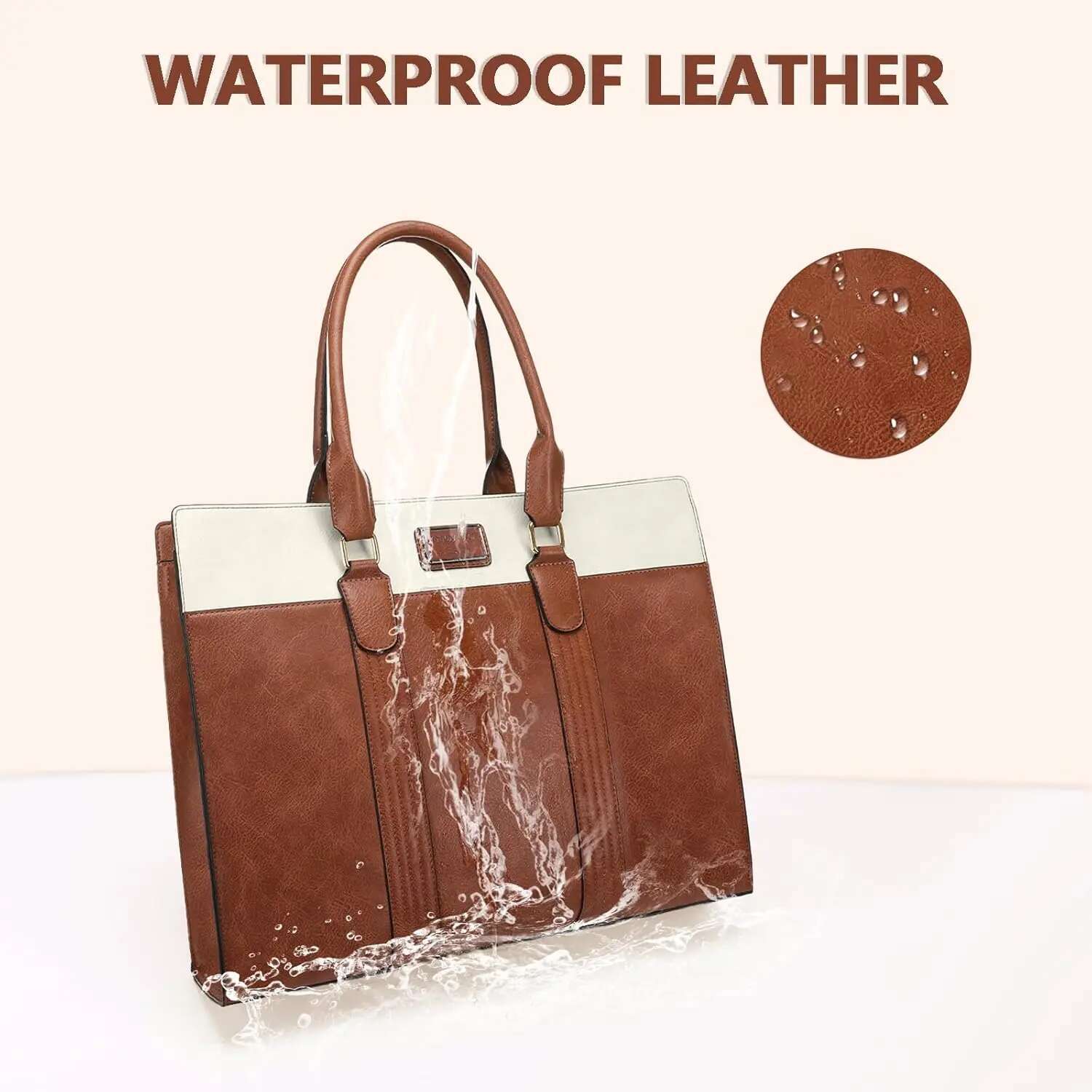 PU Leather Laptop 15.6 inch Waterproof Tote Casual Travel Handbag Shoulder Bags Office Computer Briefcase Women's Bag