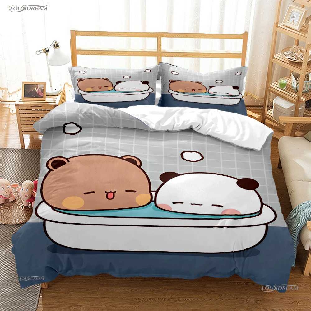 Bubu Dudu Cartoon Bear Panda Duvet Cover Cute only Bedding sets Soft Quilt Cover and Pillowcases Single/Double/Queen/King Kids M250118