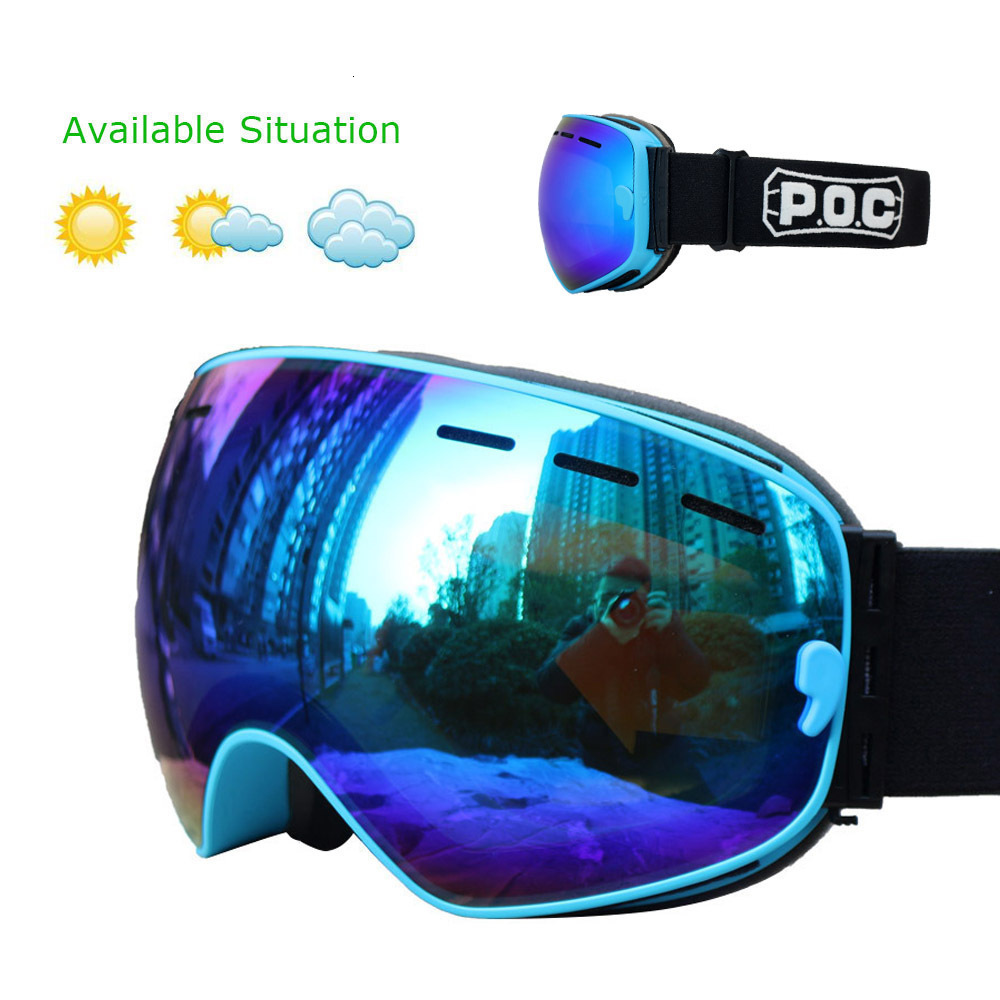 Ski Goggles Double Layers UV400 Anti-fog Big Ski Mask Glasses Skiing Snow Snowboard Goggles Men Women Ski Eyewear 240717