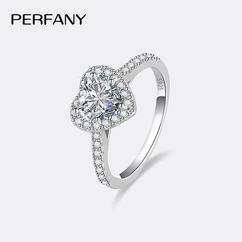 PERMANY 1CT Heart Cut Ring for Women S925 Pure Silver Engagement Eternal Diamond Jewelry 250110