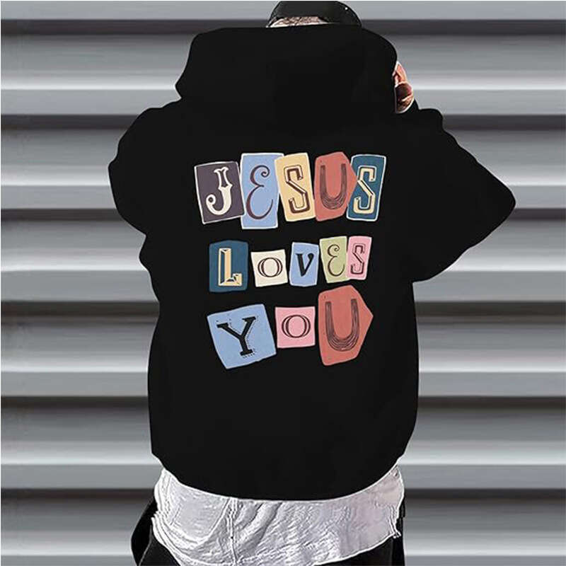 Men's fashion hoodie with letter print pullover top and pocket sweatshirt jacket XS-5XL