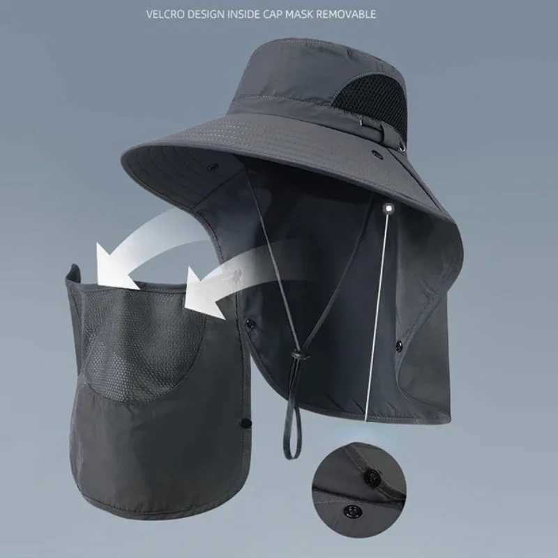 Fishing Hat With Mask UPF 50+ Summer Sun Protection Wide Brim Women Men Sun Outdoor Mountaineering Hunting Hiking Sun HatXJ250116