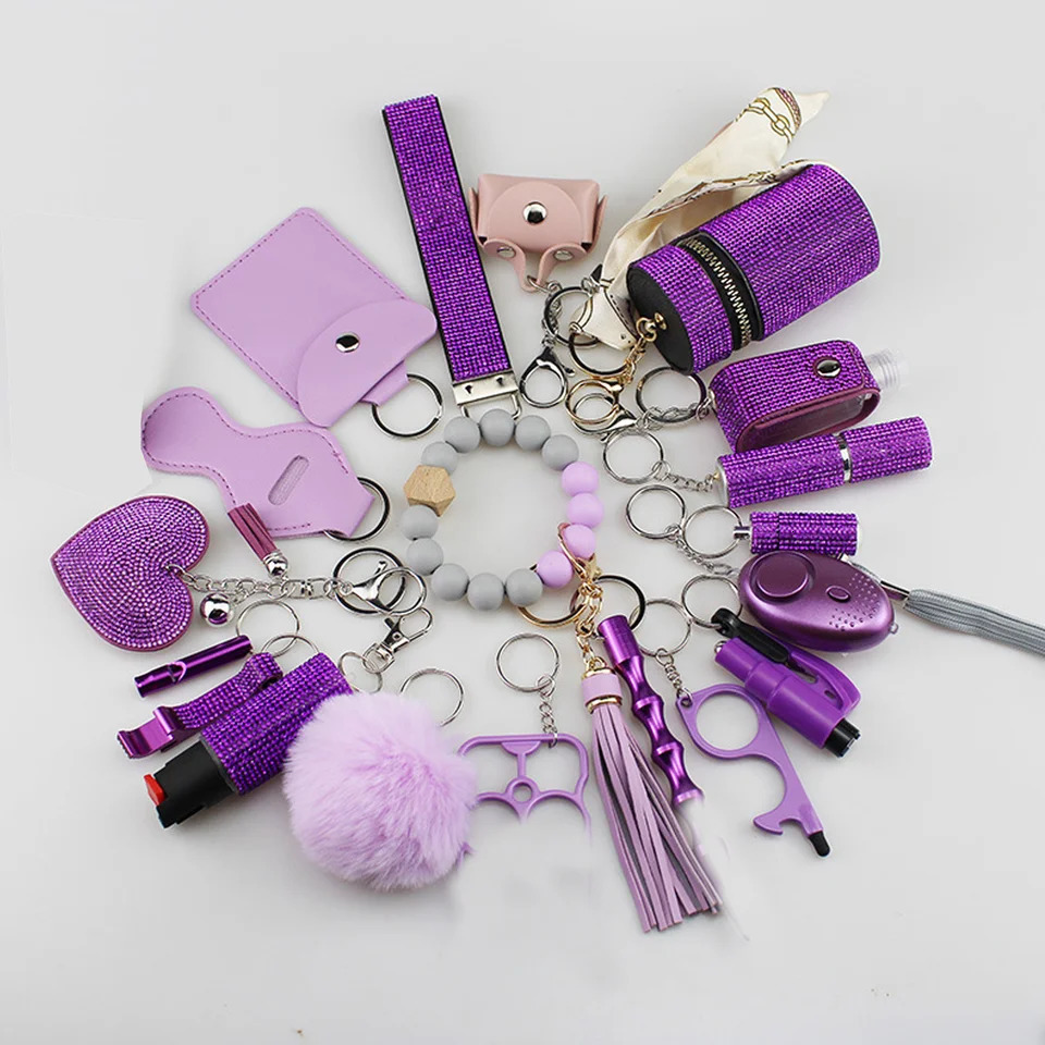 Keychains Set for Women Protection 20PCS Bead Keychain Bracelet Full Set Self Protection Bracelet Key Ring Set 250110