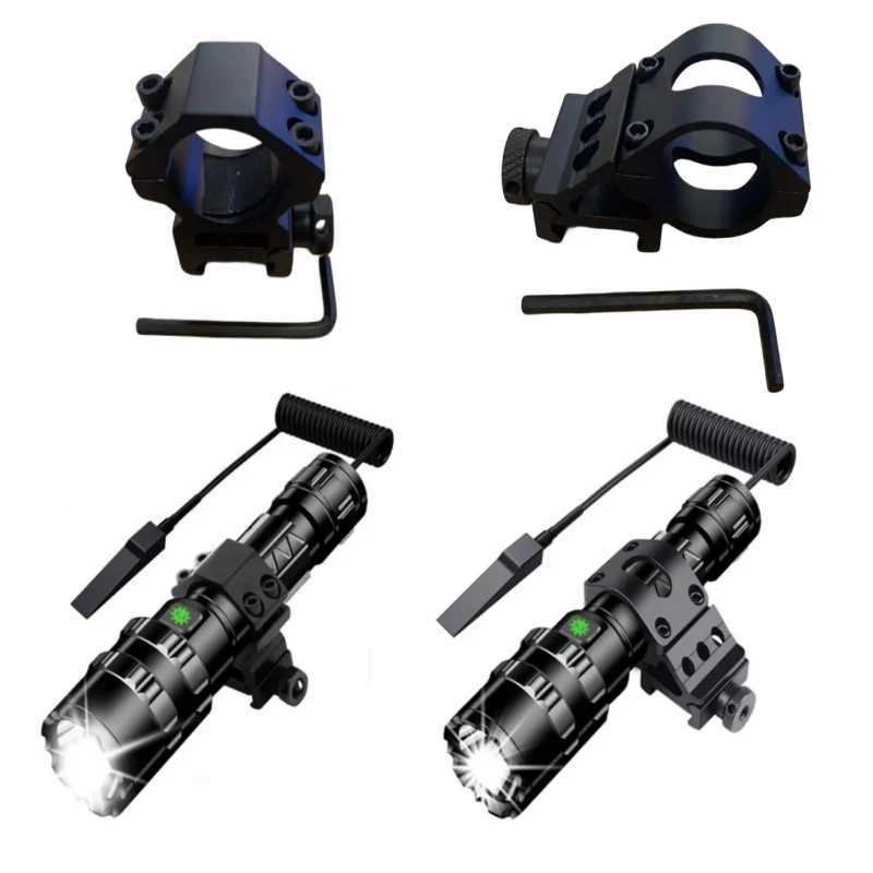 LED Tactical Hunting Torch Flashlight L2 8650 Aluminum Waterproof Outdoor Lighting with Gun Mount +Switch USB Rechargeable LampW241227