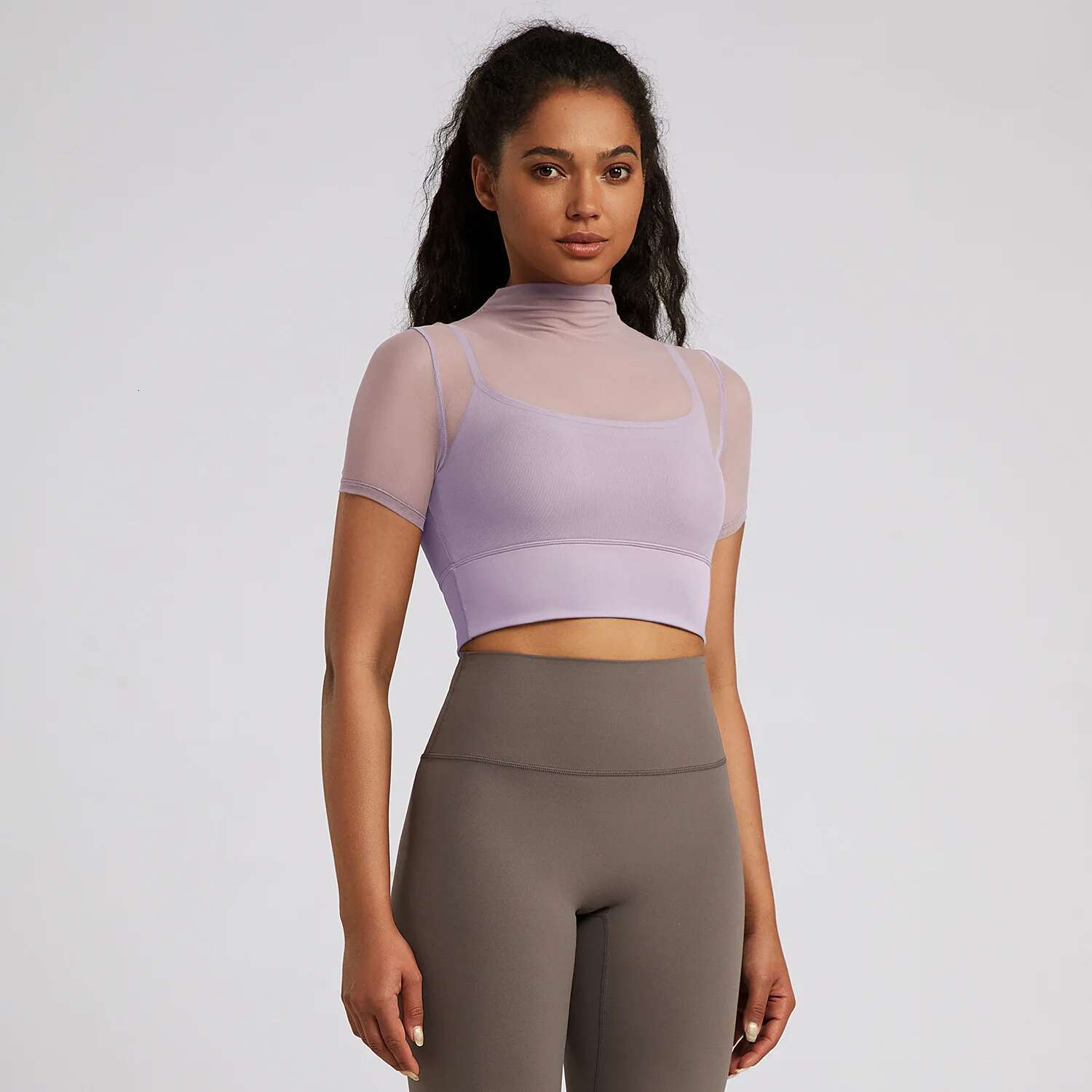 Ddmyoutdoor China Domestic Spring Yoga Short Sleeved T Shirt Mesh Patched Women S Breathable Hollow Inner Sports Bra Running Fiess Clothing Crop Top