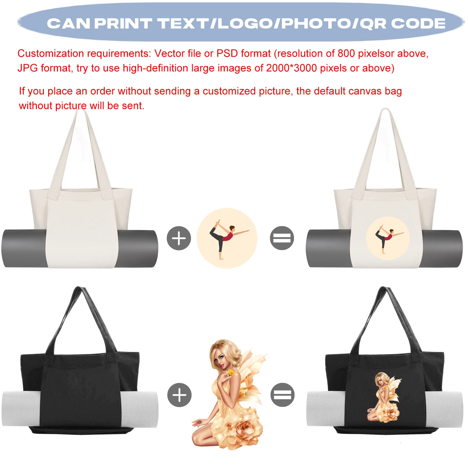 DIY Personalized Customized Yoga Mat Bag Large Capacity Washable Foldable Lightweight Pilates Canvas Carry Gift 250114