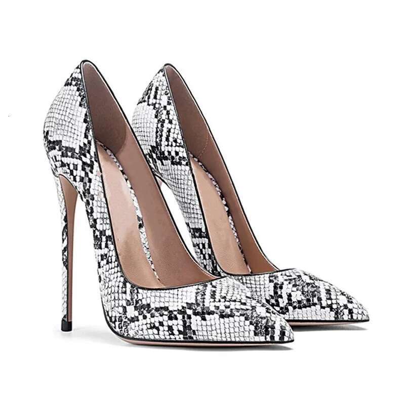 Graffiti Snakeskin Leather Sexy Stiletto High Heel Women Party Pointed Toe Pumps Shoes Color Plus Size 43