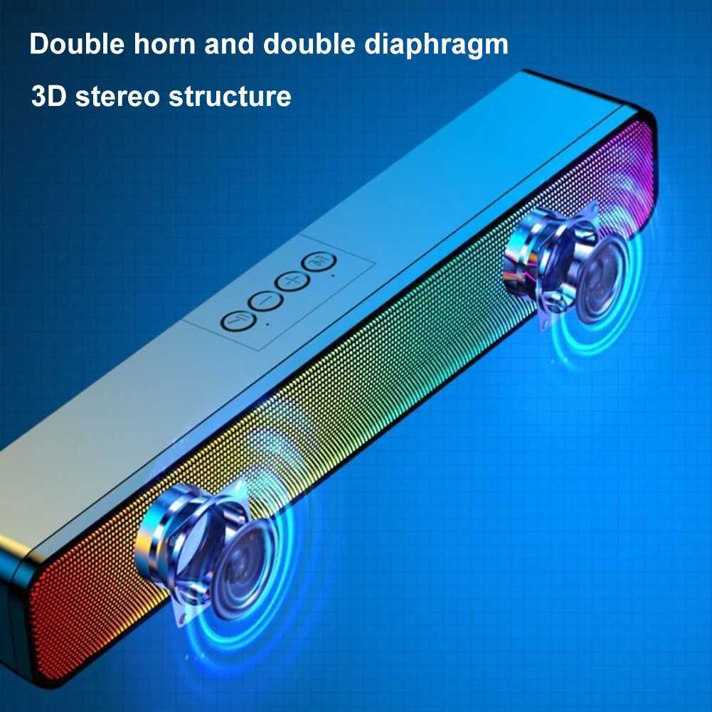 Car Audio RGB Wireless Speaker Bluetooth HiFi Portable Voice Box For Desk Computer Subwoofer Home Movie Surround Sound Bar Audio Speaker H250118