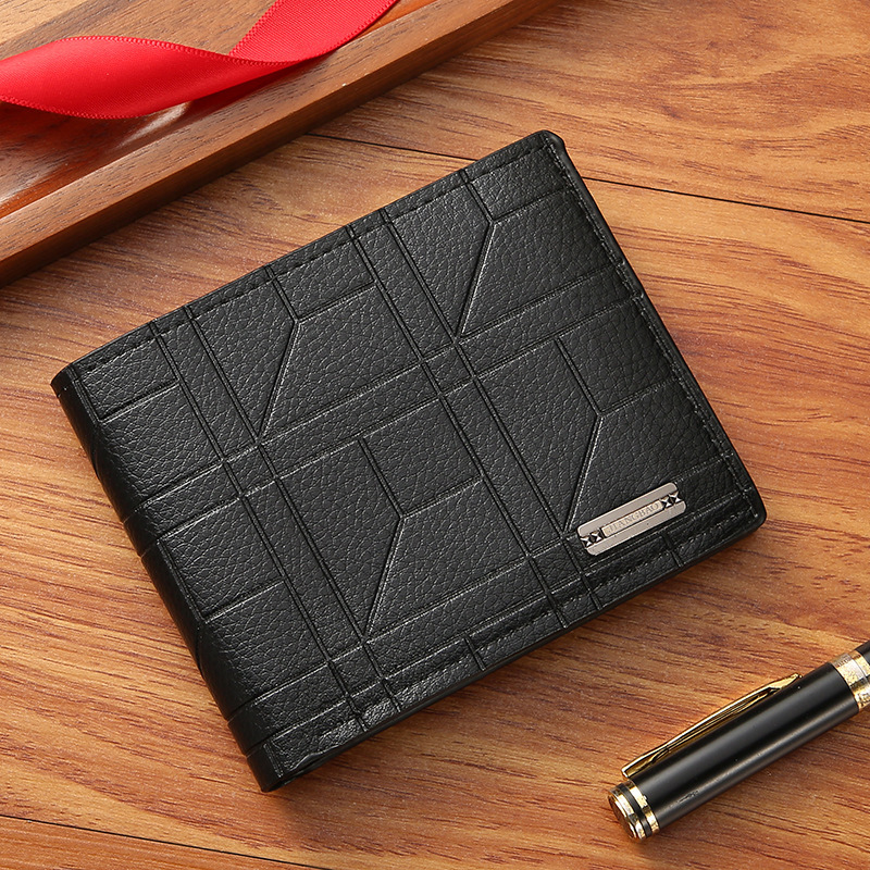 New men's short wallet, youth fashion plaid horizontal soft leather clip, large capacity, multi slot wallet swissmilitary