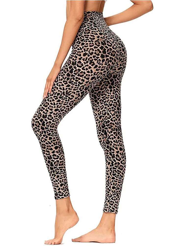 Fashion Leopard Print Pants Nine-Point High-Waisted Leggings Women's Yoga Slim-Fit Waistband Hip Lift Sweatpants