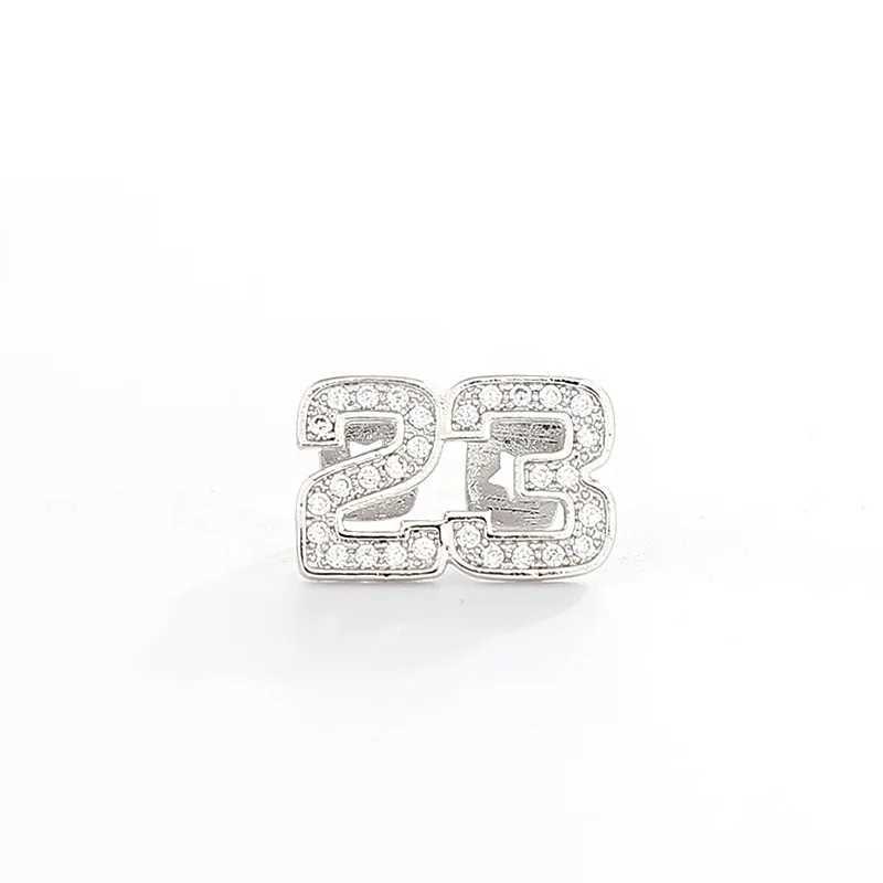 CZ Stones Number 23 Teeth Grillz Caps Cubic Zircon Iced Out Micro Pave Bottom Charm Grills For Men Women Hip Hop JewelryXJ250114