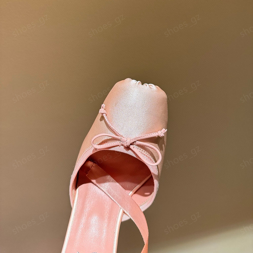 Square Toe Stiletto Heel Ballet Women Fashion Ankle strap Satin Designer Dress Shoes Sgbacks shoes sandals Size 34-41 with box