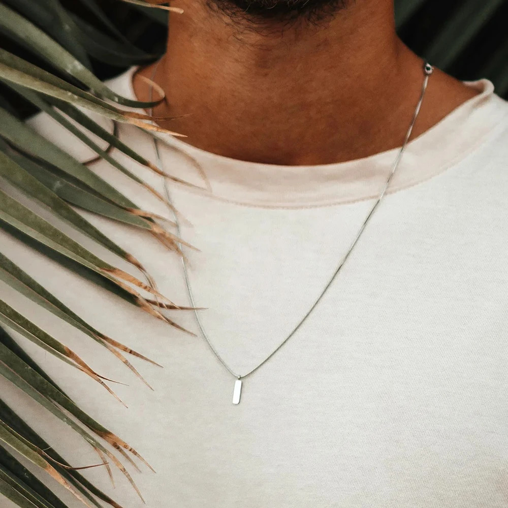 10PCS White Gold Stainless Steel Collarbone Chain Simple Fashion Square Necklace Does Not Lose color Wholesale 250109