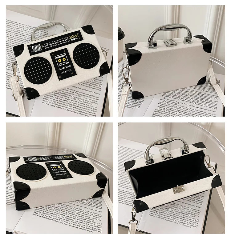 Fun Creative Radio Shape Women Handbag Fun Retro Individual Crossbody Bag Vintage Shoulder Bag Unique Small Box Messenger Bag 250113