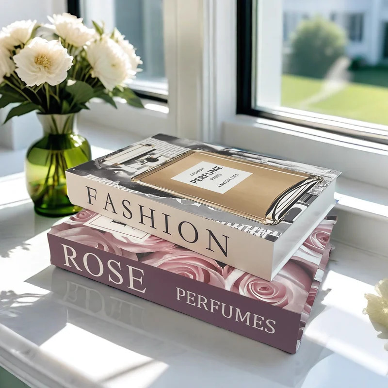 Perfume Book Storage Box Rose Decorative Books Fashion Magazine Coffee Table Books Home Decor Shooting Props Bedroom 250113