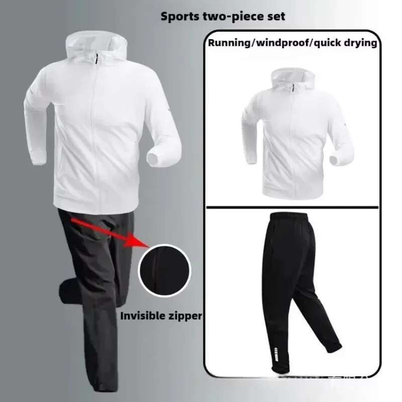 Autumn/Winter Men's Outdoor Running Fiess Morning Jogging Sports Quick-Dry Windproof Cycg Training Jacket And Tracksuit
