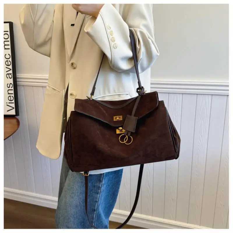 New Arrival Suede Women Handbags Maillard Shoulder Bags Vintage Pu Leather Crossbody Autumn and Winter Large Capacity Tote Bag