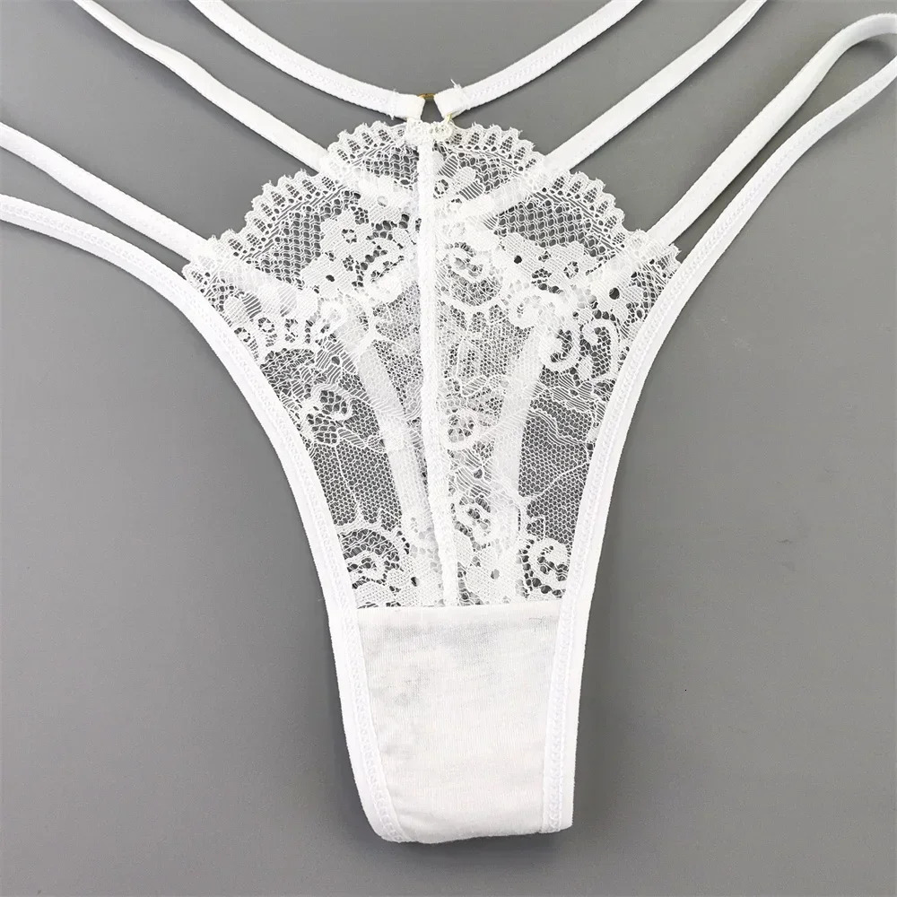3 Pcs Lace Thin Strap Thong Women Low Waist Sexy Perspective Underwear Ladies Transparent G-string Panty Plus Size T-back 250114