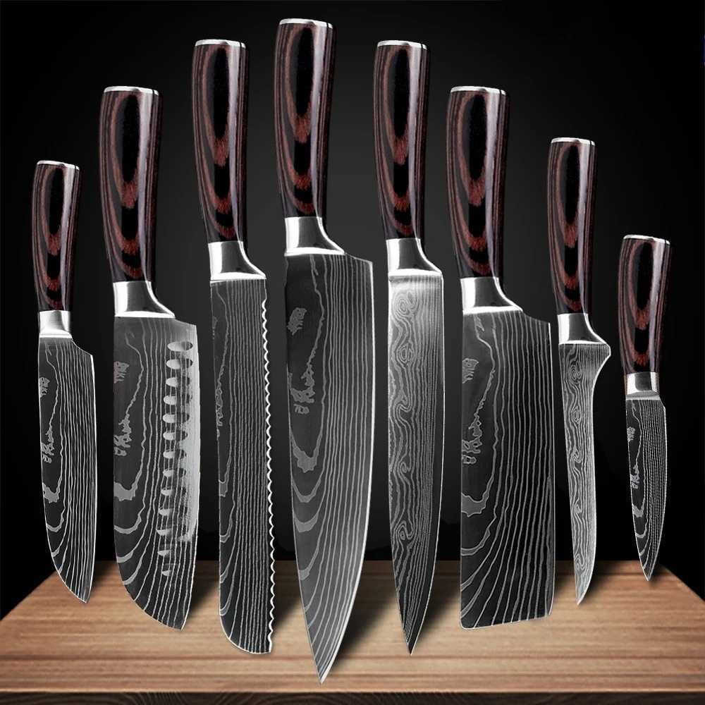 Kitchen Knife Set Professional Chef Japanese Knife 7CR17 Damascus Knife Cleaver Meat Fish Chicken Vegetable Fruit Fillet KnivesXJ250117