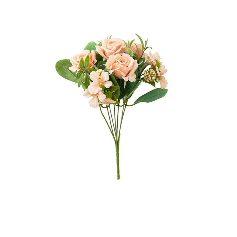 Net red simulation rose flower handle bouquet home decoration small rose simulation flower living room ornaments cross-border greenery simulation flow