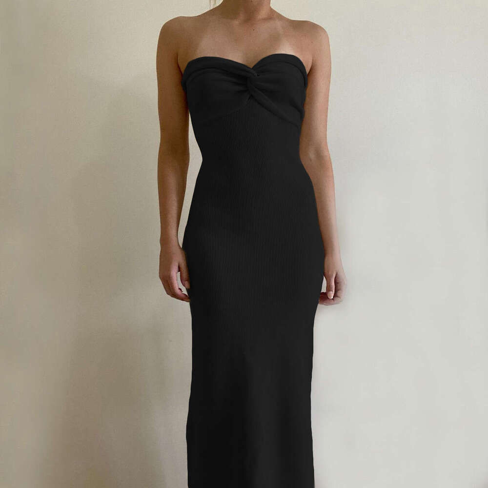 Women's Spring/Summer Popular Knitted Cross Shoulder Fashion Sexy Woolen Dress 2025 New Style Elegant Clothing