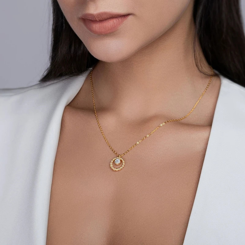 Halaile D Color S925 Sterling Silver Beaded Circle Pendant Necklace with GRA Neckchain Fine Jewelry Women Trendy Gift 250109