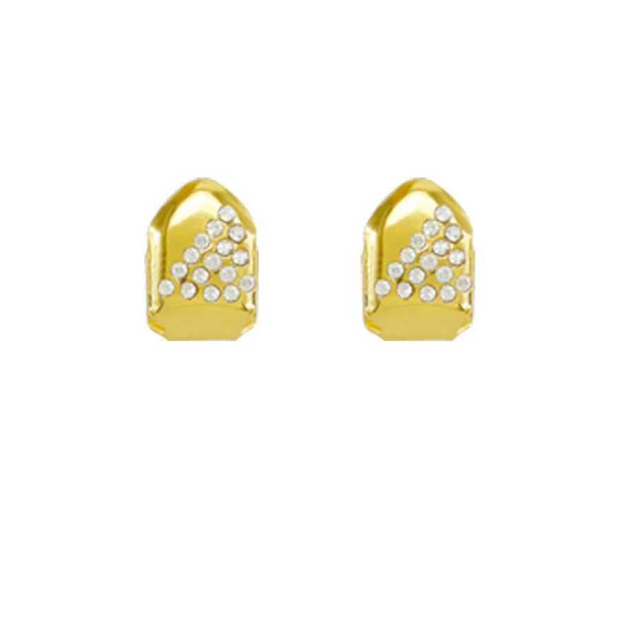 Single Hip Hop Teeth Grillz Fashion Rhinestones Gold Color Removable Grills Dental Mouth Punk Teeth Caps Jewelry GiftXJ250114