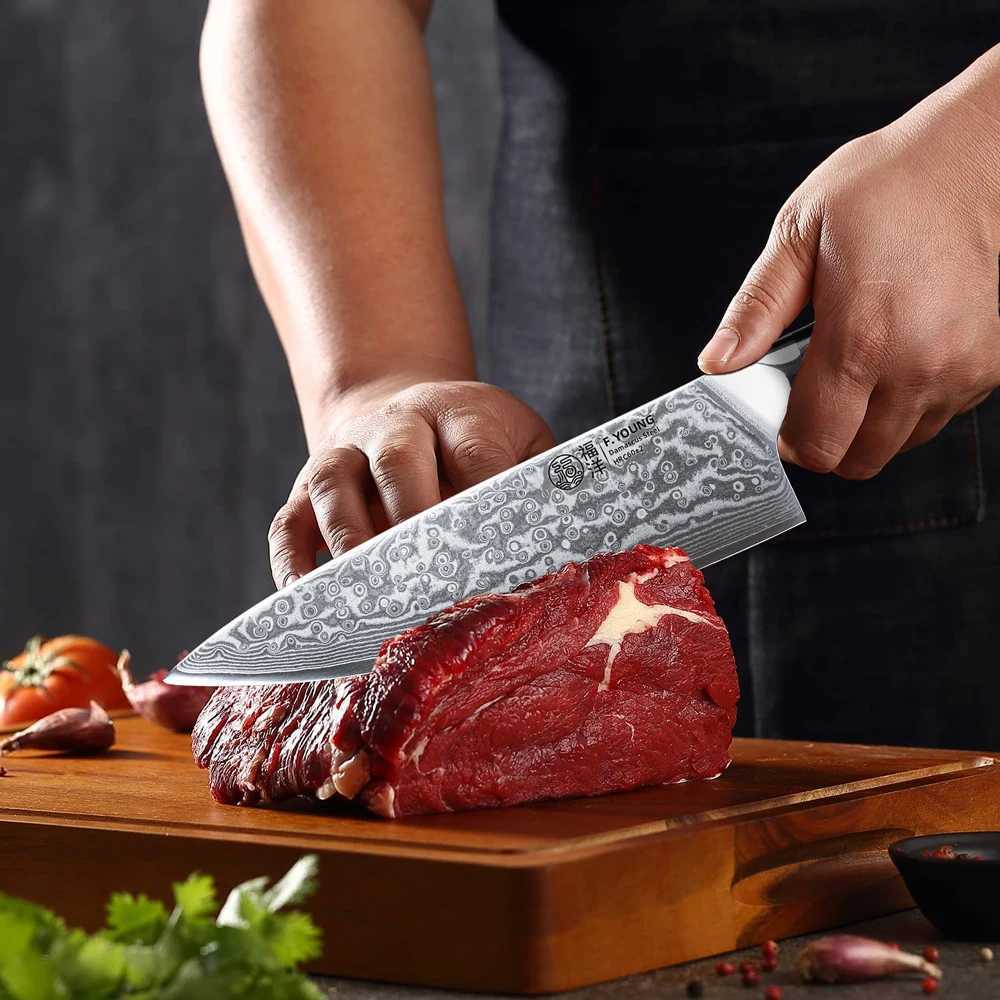 F.YOUNG 8 Inch Professional Chefs Knives Japanese 67 Layer Damascus Steel VG10 Core Super Sharp Meat Vegetable Kitchen KnifeXJ250117