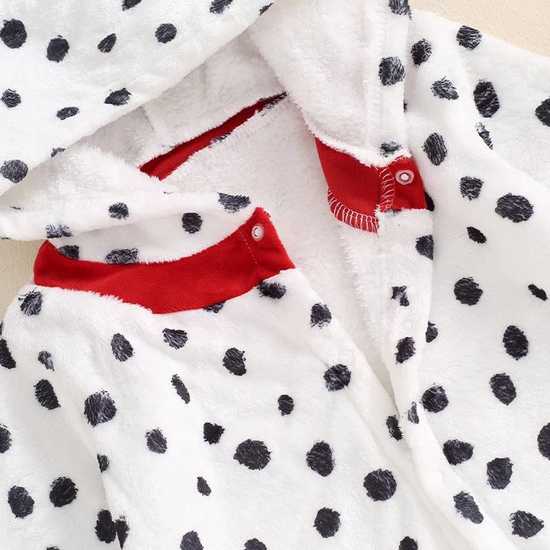Unisex Baby Girls Boy Dalmatian Costume Halloween Costume Infant Hooded Long Sleeve Button Romper Jumpsuit Outfits 250114
