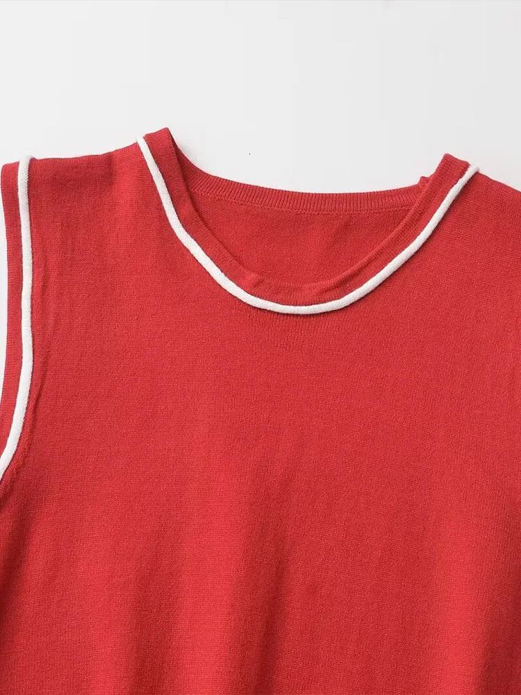 Summer Fashion Womens All-match Casual Multi-color Contrast Trim Plain Tops 250115