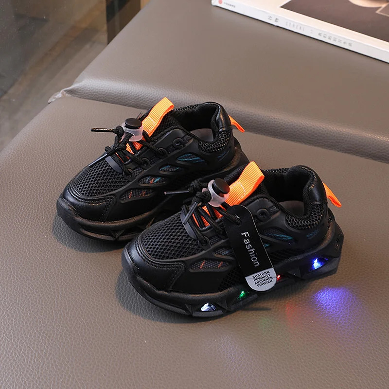 16 Years LED Baby Luminous Shoes Boys Glowing Children Sport Sneakers Kids Girls Antislip Toddler Mesh Led Flash Lights 250117