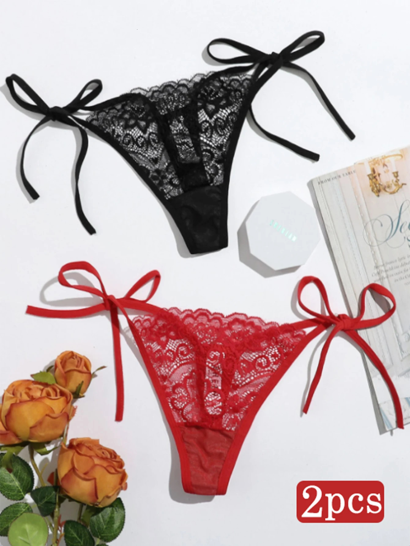 2pcs Low Waist Lace Thong For Women Sexy Panties Comfortable Underwear Female Underpants Lingerie C847 250114